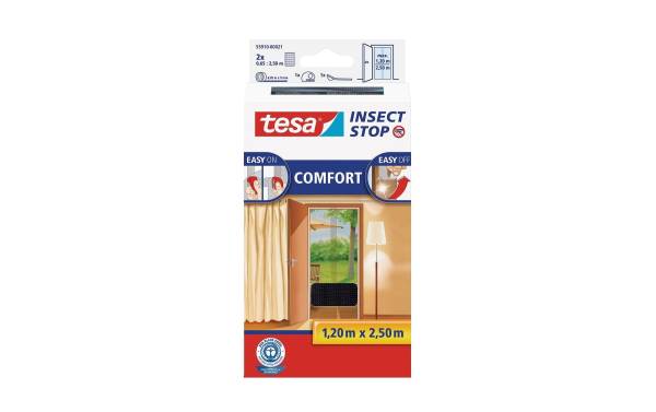 tesa Fliegengitter COMFORT für Türen, 2 x je 0,65 m x 2,50 m