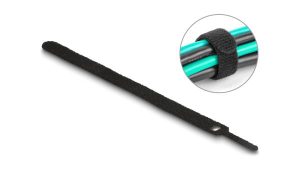 Delock Klettkabelbinder Schwarz 200 mm x 12 mm, 10 Stück