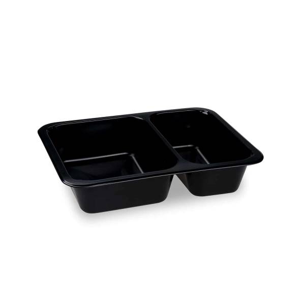 Menüschale (PP) Reware Lunch wiederverwendbar 2-geteilt schwarz 227 x 178 x 4…