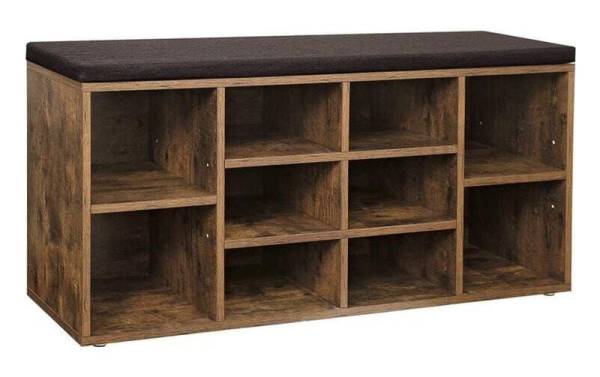 Songmics Schuhregal mit Polster, 104 x 48 cm, Dunkelbraun