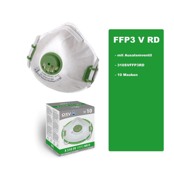 FFP3 Oxyline Atemschutzmaske X310 SV RD mit Ausatemventil – 1 Maske