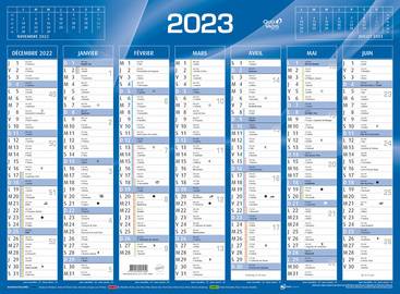 QUO VADIS Calendrier de banque bleu 2023, 135 x 180 mm