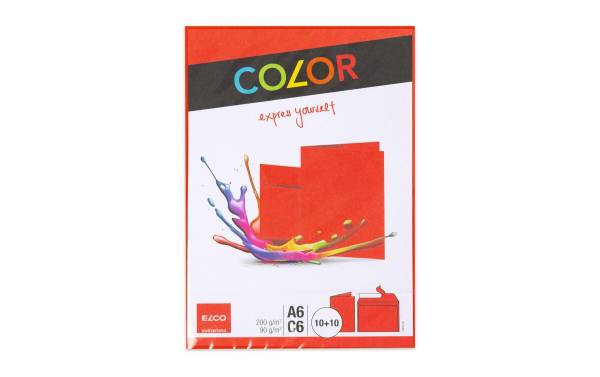 ELCO Doppelkarte mit Couvert Color A6/C6 Rot, 20 Stück