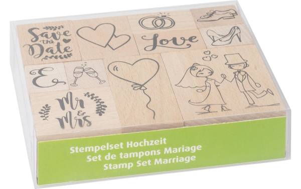 Stempel-Set Hochzeit 12x10x3cm braun 11-teilig HEYDA 204888679
