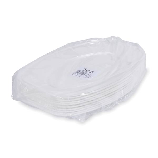 Party-Platte (XPS) oval weiß 55 x 36 cm – 10 Stück