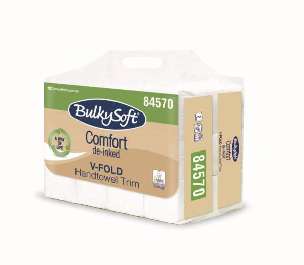 Bulkysoft 84570 Comfort Handtücher, weiss, V-Falz, 2-lag 21x21cm - Pack à 3000 Blatt