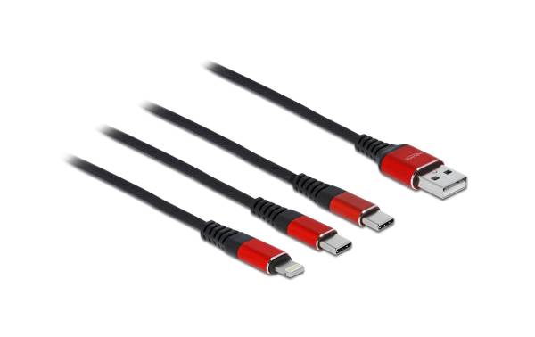 Delock USB-Ladekabel USB A – Lightning/USB C 1 m