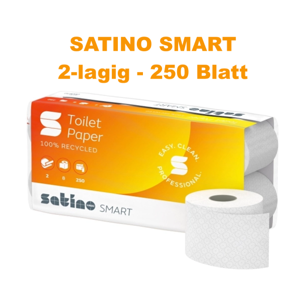 Satino Smart Toilettenpapier 2-lagig Weiss – 1 Pack à 8 Rollen