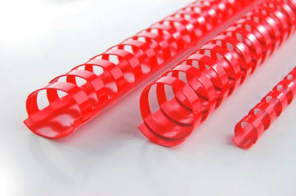 Plastikbindrücken 10mm A4 rot, 21 Ringe 100 Stück GBC 4028215