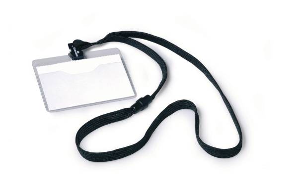 DURABLE Namensschild, mit Textilband, 90 x 60 mm, schwarz