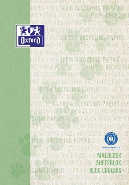 Oxford Malblock 'Recycling', DIN A4, 100 Blatt, grün