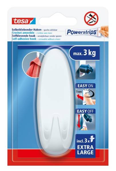 tesa Powerstrips Haken EXTRA LARGE Oval, weiß