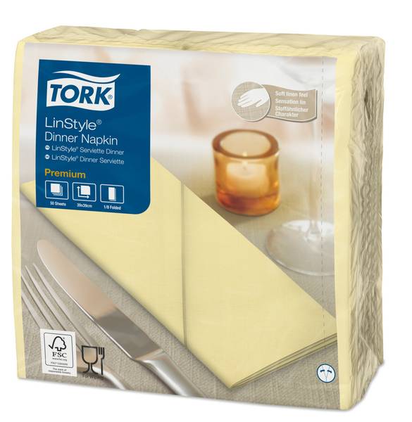 TORK-478147 Premium LinStyle Dinnerservietten Champagner 1/8-Falz –