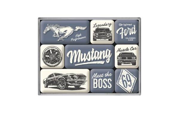 Nostalgic Art Magnet-Set Ford Mustang 9 Stück, Mehrfarbig