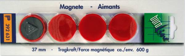 Magnet 37 mm rot 4 Stück BÜROLINE 392631