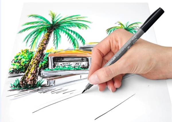 STAEDTLER Fasermaler pigment soft brush pen 'Grey Colours'