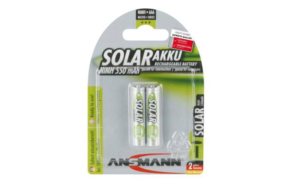 ANSMANN NiMH Akku SOLAR, Micro AAA, 550 mAh, 2er Blister