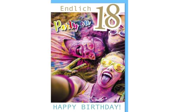 Braun + Company Geburtstagskarte Endlich 18, Party on