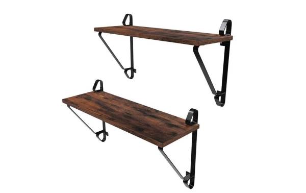 VASAGLE Wandregal 2er Set, 60 x 20 cm, Holz / Metall