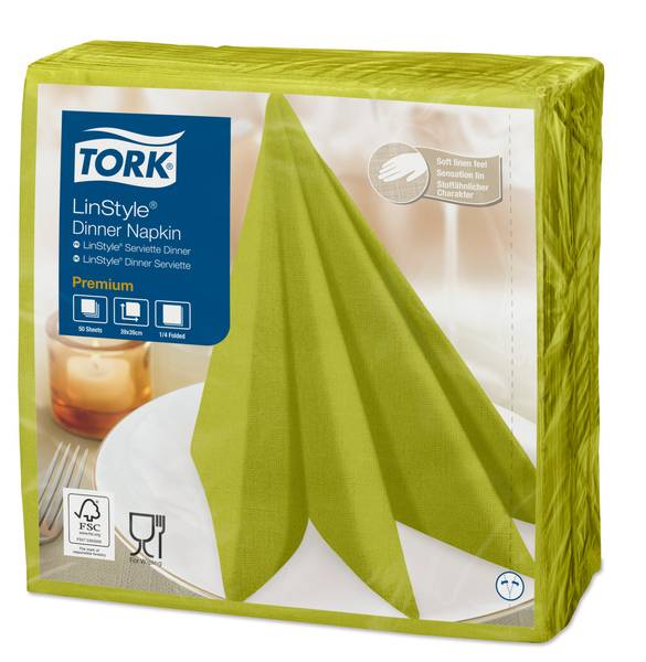 TORK-478876 Premium pistazienfarbene LinStyle Dinnerservietten –