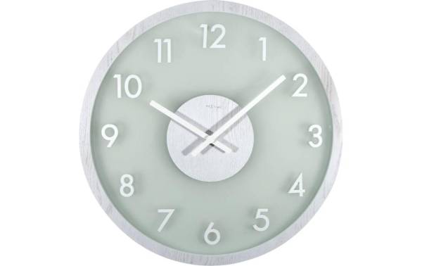 NeXtime Wanduhr Frosted Wood Ø 50 cm Weiss