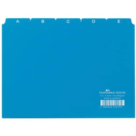 DURABLE Karteiregister A – Z, PP, A5 quer, blau, 25-teilig