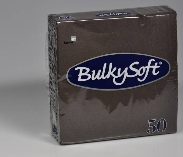 Servietten Bulkysoft, 2-lagig, 1/4 Falz, braun, 33x33cm - Karton à 24 Pack / Pack à 50 Servietten