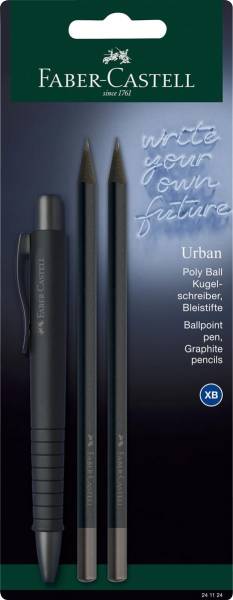 FABER-CASTELL Kugelschreiber Poly Ball Set 241122 Urban all black