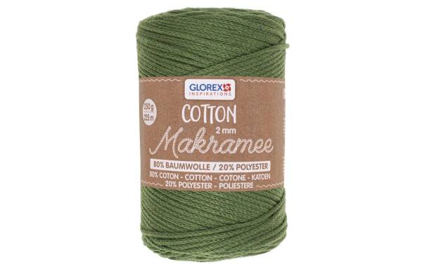 Glorex Wolle Makramee Cotton 2 mm, 250g, Olivgrün