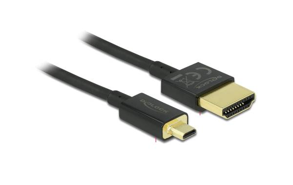Delock Kabel 4K 60Hz HDMI – Micro-HDMI (HDMI-D), 2 m, Schwarz