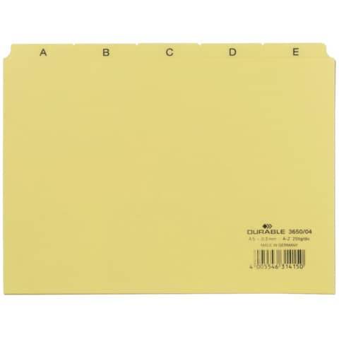 DURABLE Karteiregister A – Z, PP, A5 quer, gelb, 25-teilig