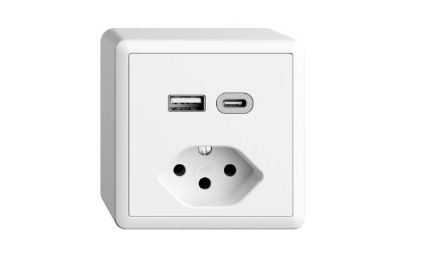 Feller EDIZIOdue AP-Steckdosen USB A+C, 1xT13