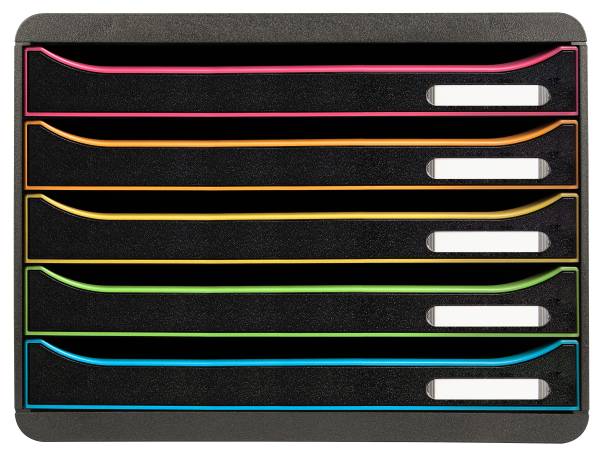 EXACOMPTA Schubladenbox Big-Box Plus 308914D schwarz/Harlekin, 5 Schubl.