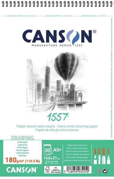 CANSON Skizzenpapier A5 4127-422 180g, weiss