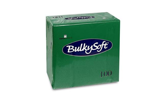 Servietten Bulkysoft, 3-lagig, 1/4 Falz, tannengrün, 40x40cm - Karton à 10 Pack / Pack à 100 Serviet