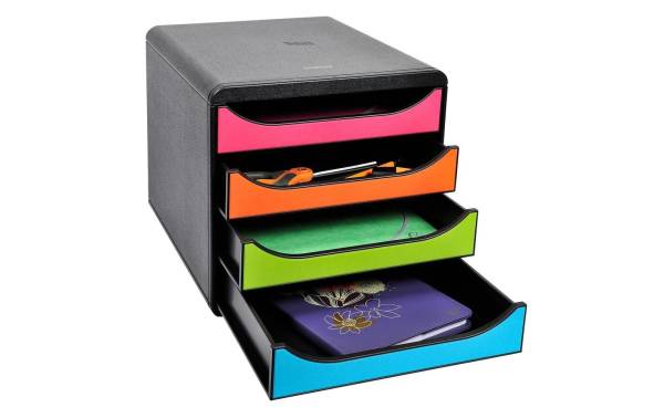 Schubladenbox BIGBOX A4+ schwarz/Harlekin, 4 Schubl. BIELLA 31049802