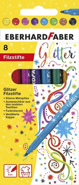 EBERHARD FABER Glitter-Fasermaler, 8er Kartonetui