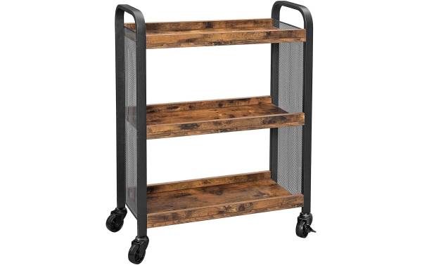 VASAGLE Bartrolley mit Rollen, Metall / Holz, Schwarz