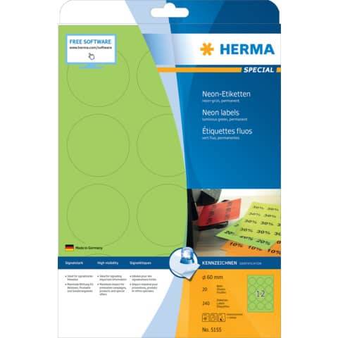 HERMA Universal-Etiketten SPECIAL, rund, 60 mm, neon-grün