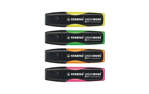 Textmarker GREEN BOSS 2-5mm 4-farbig ass. STABILO 6070/4