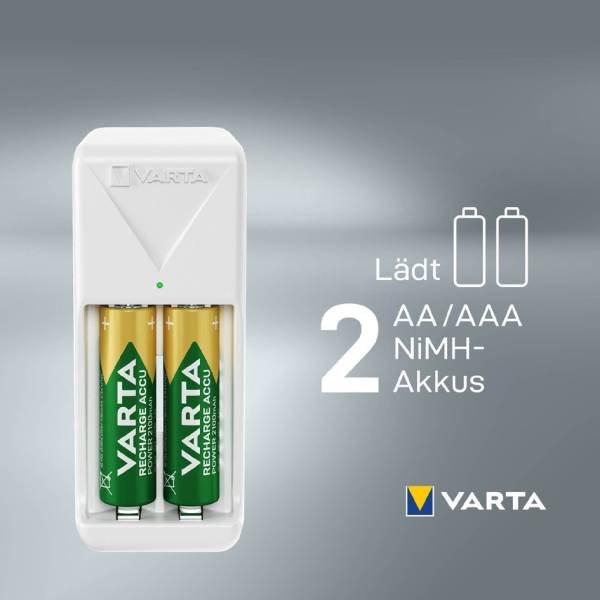VARTA Ladegerät Mini Charger, weiß, bestückt AAA