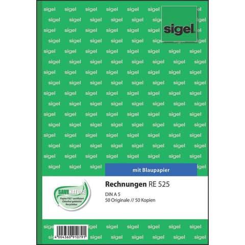 sigel Formularbuch "Rechnung", A5, 2 x 50 Blatt, Blaupapier
