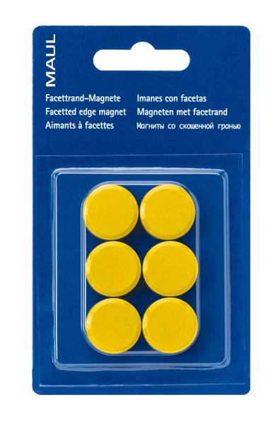 Magnete 20mm gelb 6 Stück MAUL 6176213