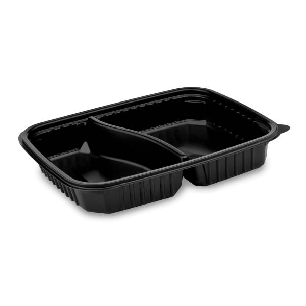 Mikrowellenschale (PP) 2-geteilt schwarz L 250 x 185 x 40 mm 1100ml – 50 Stück