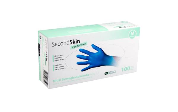 SecondSkin Einweghandschuh Nitrili Comfort M, Blau, 100 Stück