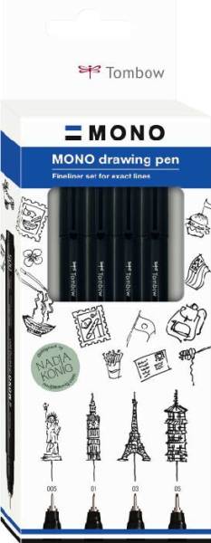 Tombow Fineliner MONO drawing pen 'Bold Set', 4er Set