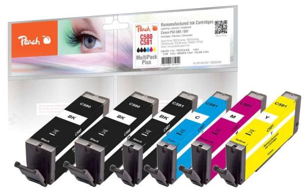 Peach Tinte Canon PGI-580 / CLI-581 2x BK, PBK, C, M, Y