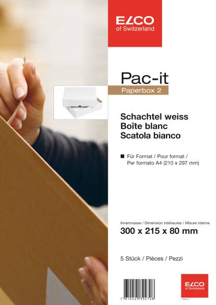 Paperbox Pac-it 300x215x80mm weiss 5 Stück ELCO 74566.12