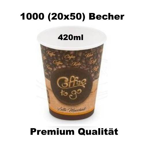 800 Stück- 420 ml Einweg-Kaffeebecher Coffee to go L - 1 Karton