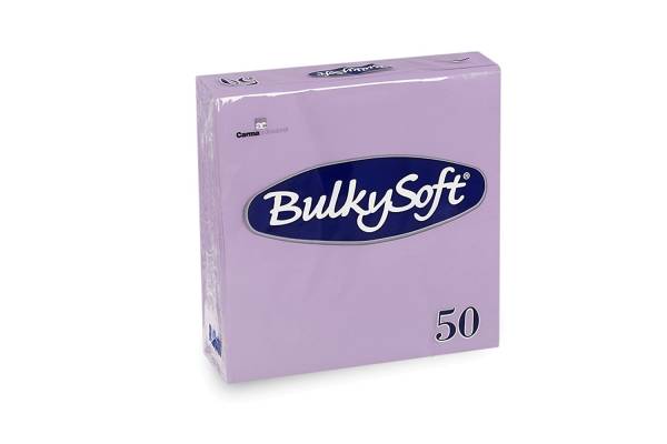 Servietten Bulkysoft, 2-lagig, 1/4 Falz, lila, 33x33cm - Karton à 24 Pack / Pack à 50 Servietten